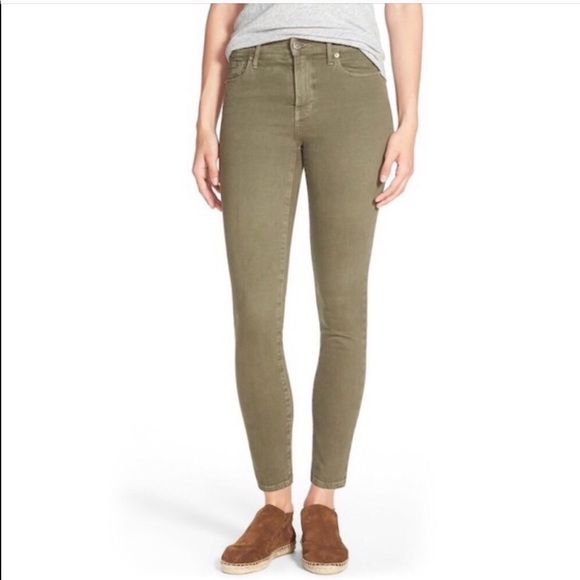 high rise olive green jeans
